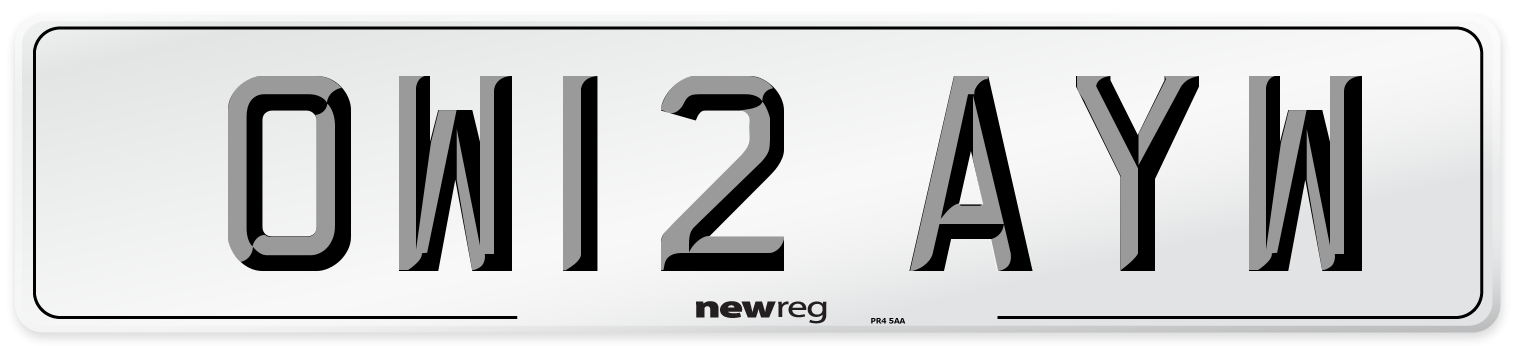 OW12 AYW Number Plate from New Reg